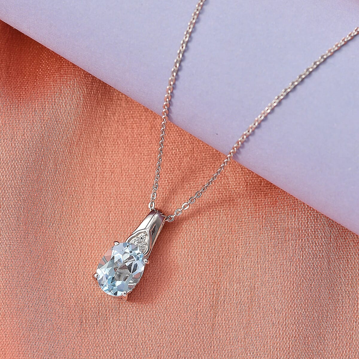 D'Joy Sky Blue Topaz and White Zircon 2.25 ctw Pendant Necklace in Platinum Over Sterling Silver (20 Inches) image number 1