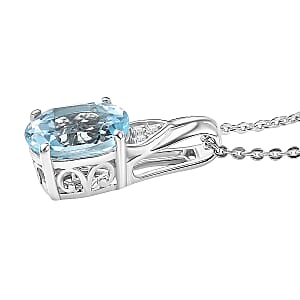 D'Joy Sky Blue Topaz and White Zircon 2.25 ctw Pendant Necklace in Platinum Over Sterling Silver (20 Inches)