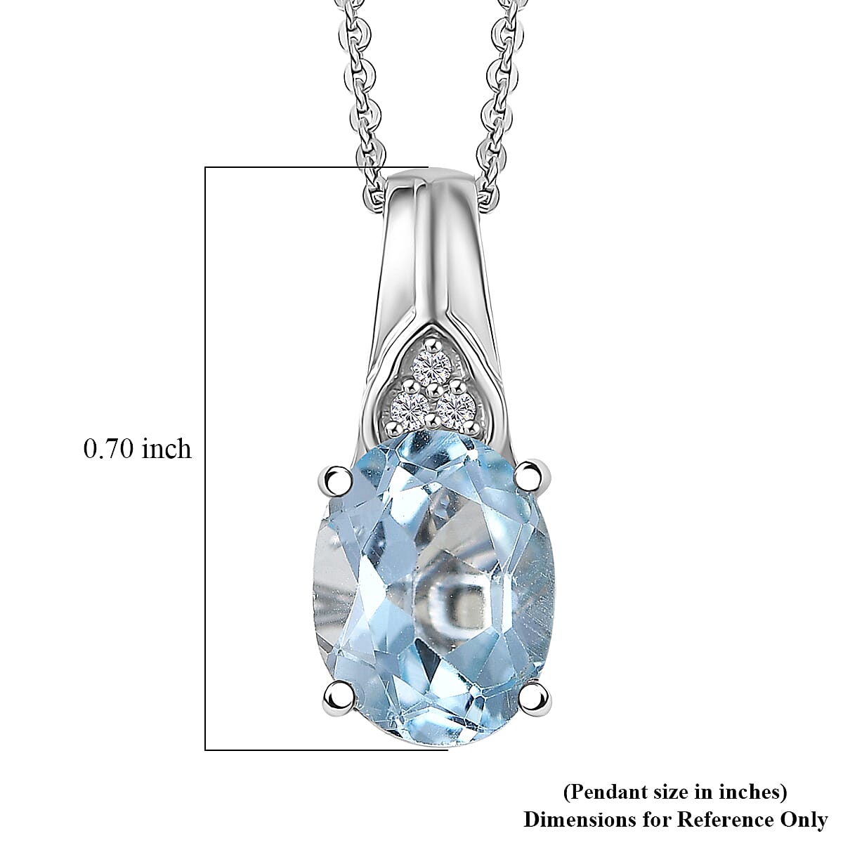 D'Joy Sky Blue Topaz and White Zircon 2.25 ctw Pendant Necklace in Platinum Over Sterling Silver (20 Inches) image number 5
