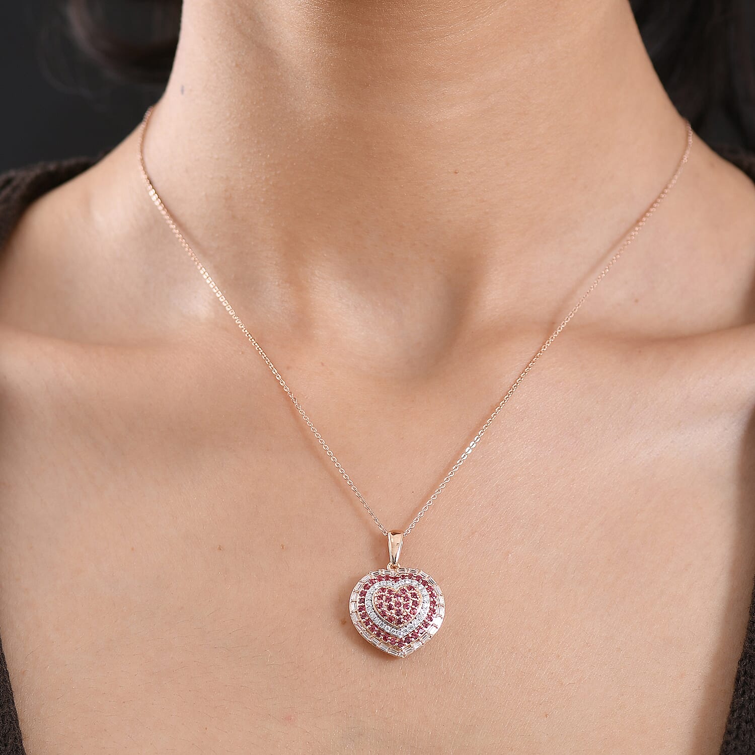 D'Joy Premium Padparadscha Sapphire and Moissanite 1.50 ctw Royal Medallions and Ceremonial Coin Pendant Necklace in 18K Vermeil Rose Gold Over Sterling Silver 20 Inches 
