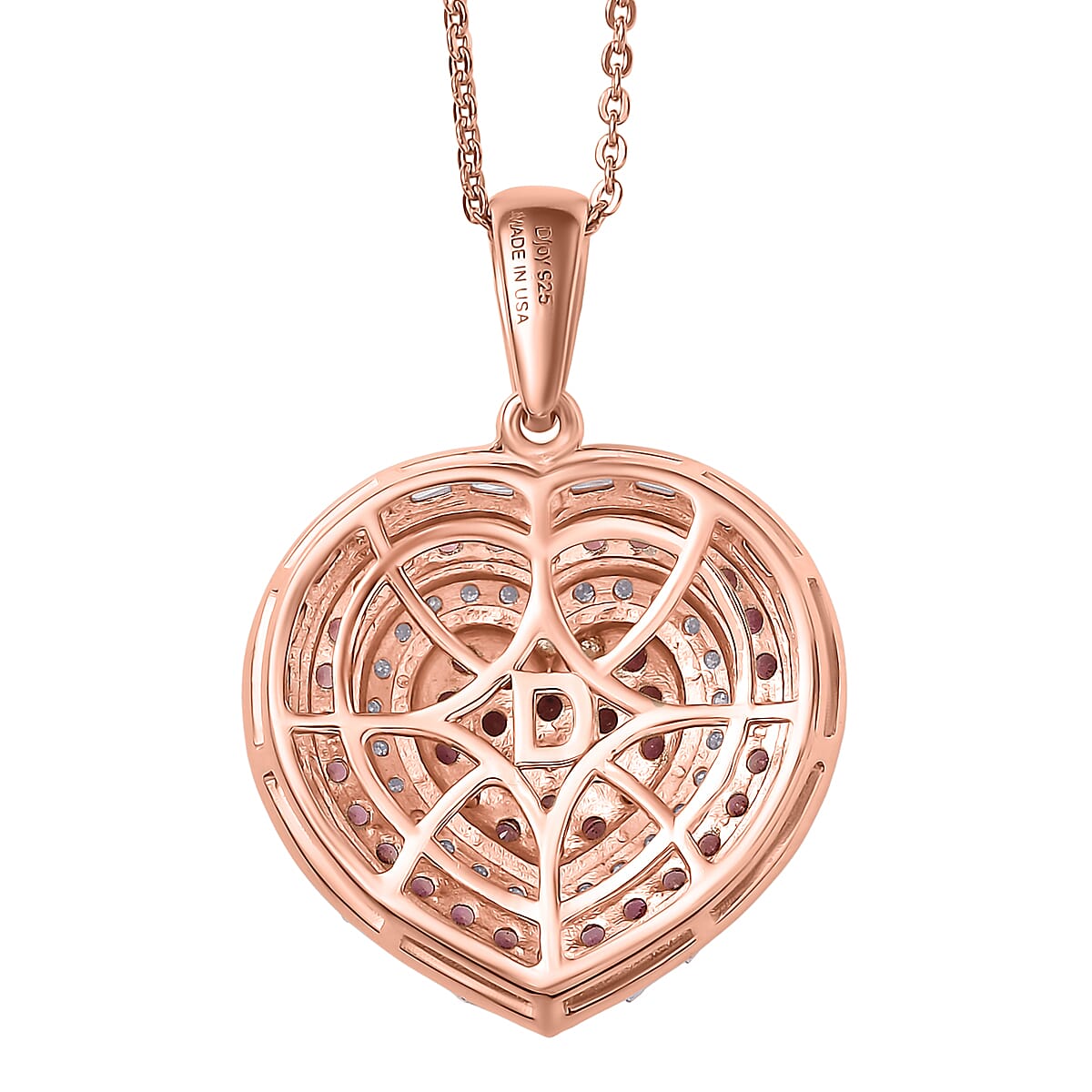 D'Joy Premium Padparadscha Sapphire and Moissanite 1.50 ctw Pendant Necklace in 18K Vermeil Rose Gold Over Sterling Silver 20 Inches  image number 4