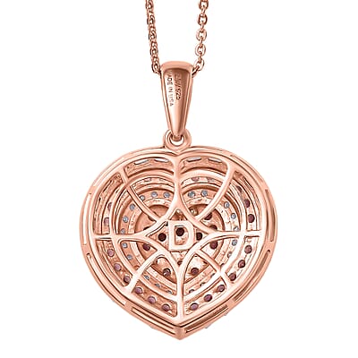 D'Joy Premium Padparadscha Sapphire and Moissanite 1.50 ctw Royal Medallions Pendant Necklace in 18K Vermeil Rose Gold Over Sterling Silver 20 Inches