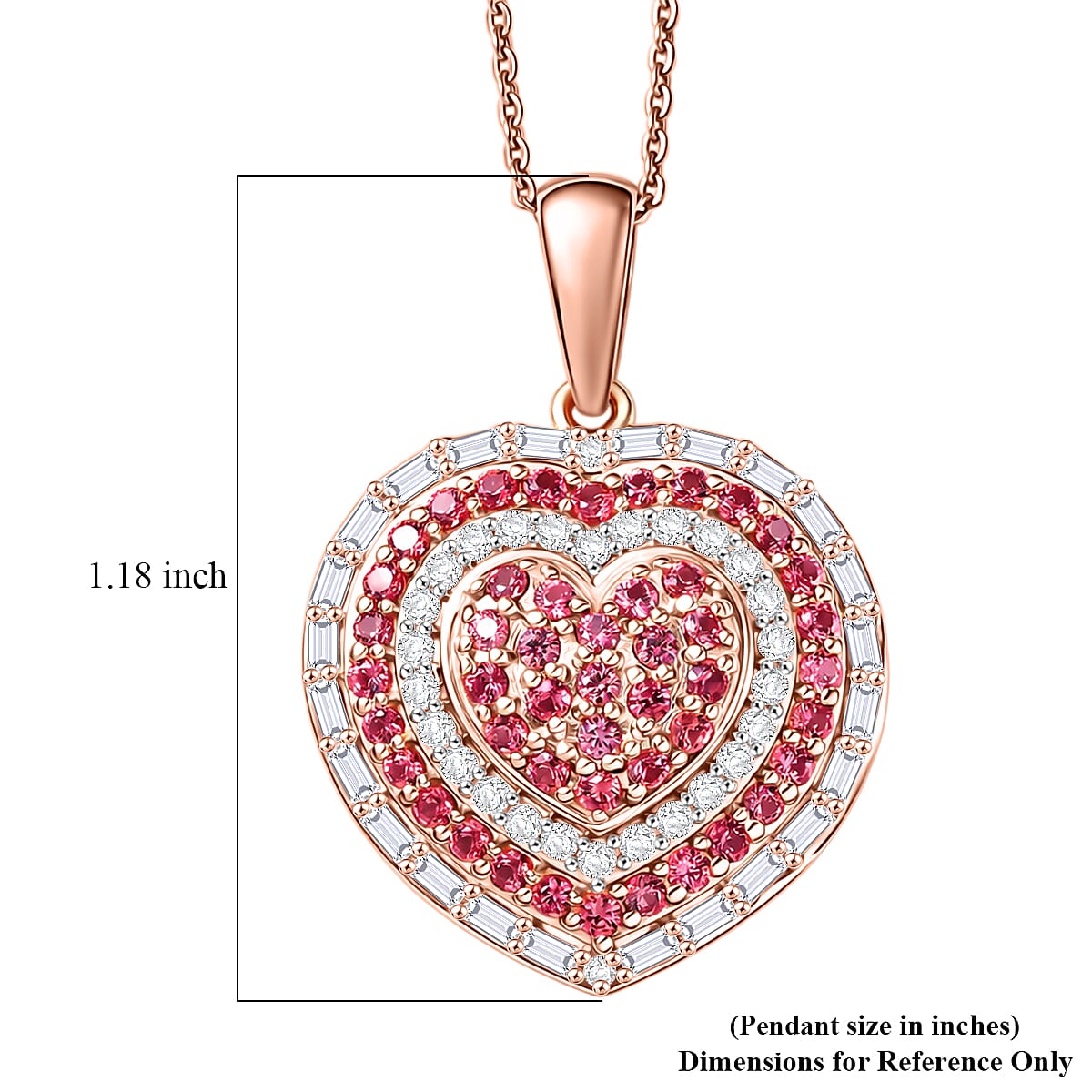 D'Joy Premium Padparadscha Sapphire and Moissanite 1.50 ctw Pendant Necklace in 18K Vermeil Rose Gold Over Sterling Silver 20 Inches  image number 5