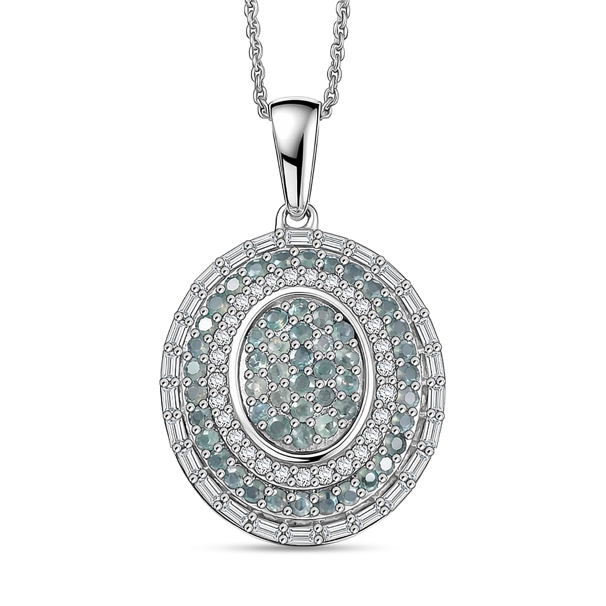 D'Joy Premium Padparadscha Sapphire, Moissanite Pendant Necklace (20 Inches) in 18K Vermeil RG Over Sterling Silver 1.50 ctw