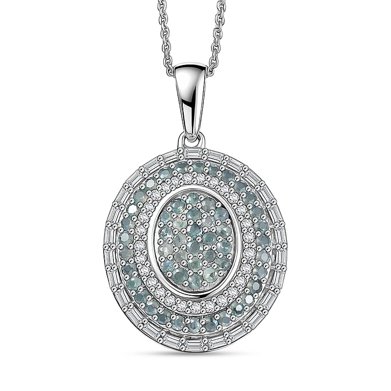 D'Joy Premium Narsipatnam Alexandrite and Moissanite 1.75 ctw Royal Medallions Pendant Necklace in Rhodium Over Sterling Silver 20 Inches