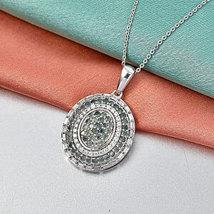 D'Joy Premium Narsipatnam Alexandrite and Moissanite 1.75 ctw Royal Medallions and Ceremonial Coin Pendant Necklace in Rhodium Over Sterling Silver 20 Inches 