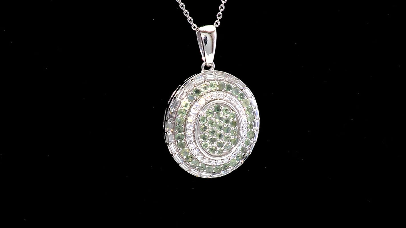 D'Joy Premium Padparadscha Sapphire, Moissanite Pendant Necklace (20 Inches) in 18K Vermeil RG Over Sterling Silver 1.50 ctw