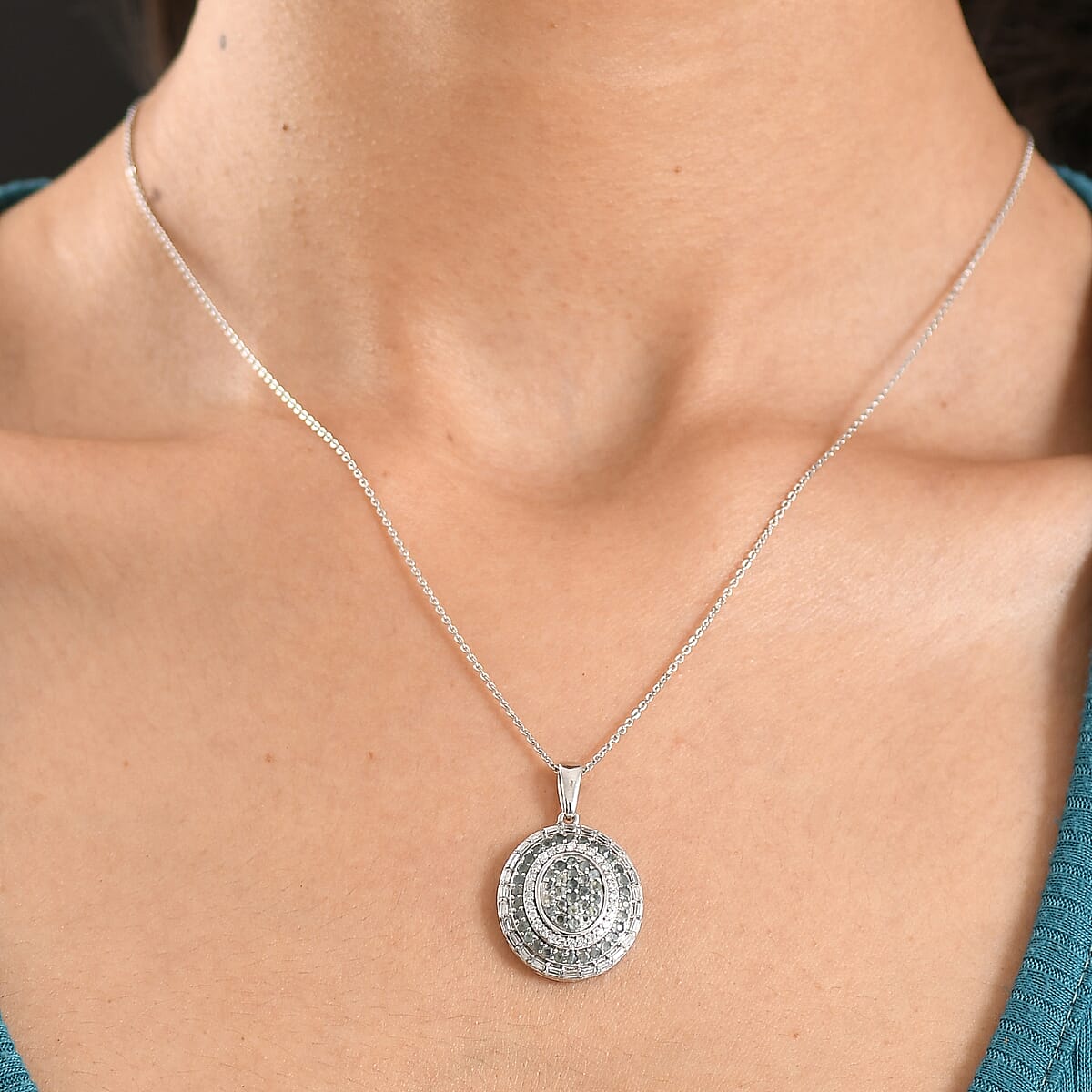 D'Joy Premium Narsipatnam Alexandrite and Moissanite 1.75 ctw Royal Medallions and Ceremonial Coin Pendant Necklace in Rhodium Over Sterling Silver 20 Inches  image number 2