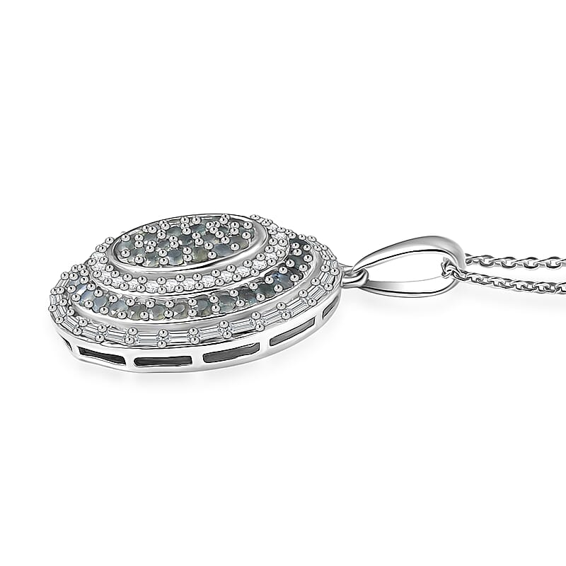 D'Joy Premium Narsipatnam Alexandrite and Moissanite 1.75 ctw Royal Medallions Pendant Necklace in Rhodium Over Sterling Silver 20 Inches
