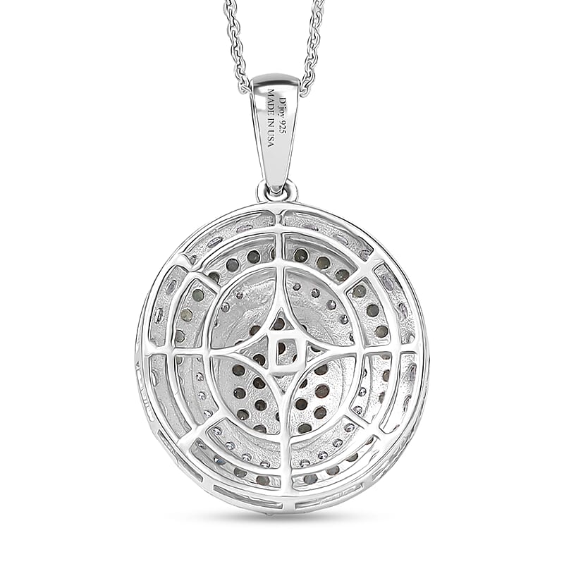 D'Joy Premium Narsipatnam Alexandrite and Moissanite 1.75 ctw Royal Medallions Pendant Necklace in Rhodium Over Sterling Silver 20 Inches