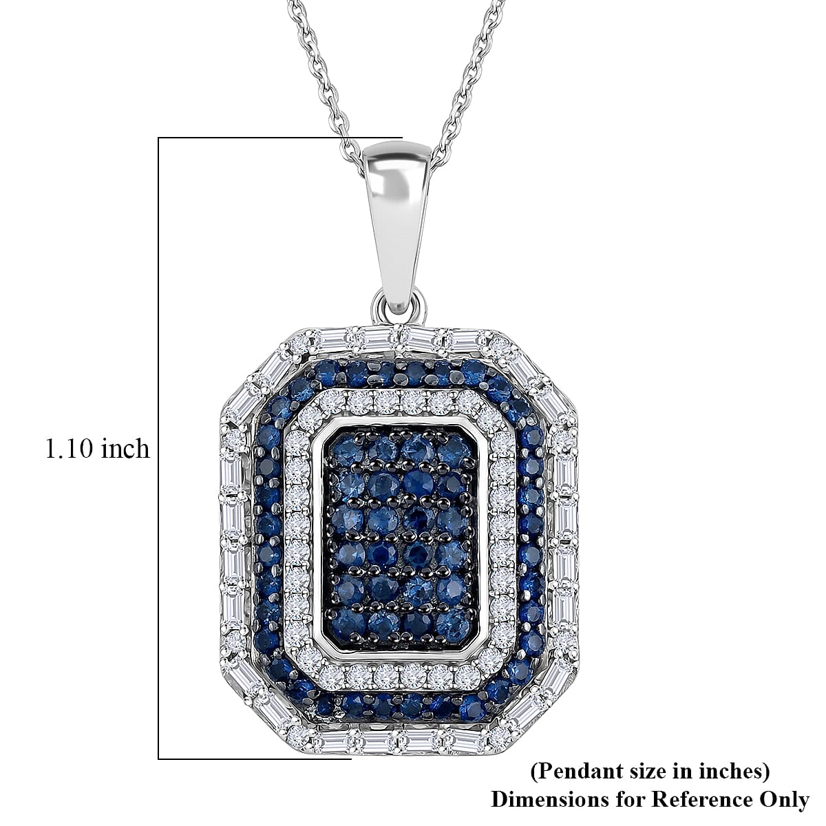 D'Joy Premium Ceylon Blue Sapphire and Moissanite 1.90 ctw Royal Medallions and Ceremonial Coin Pendant Necklace in Rhodium Over Sterling Silver 20 Inches  image number 4