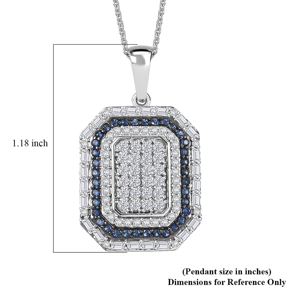 D'Joy Premium Ceylon Blue Sapphire and Moissanite 1.90 ctw Royal Medallions and Ceremonial Coin Pendant Necklace in Rhodium Over Sterling Silver 20 Inches  image number 5