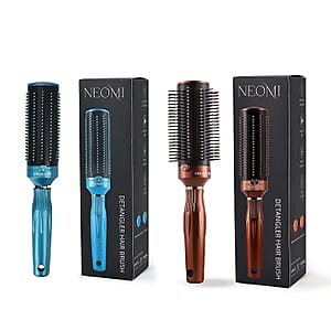 Set of 2 Brown and Blue Neomi Portable Easy Clean Rotating Comb