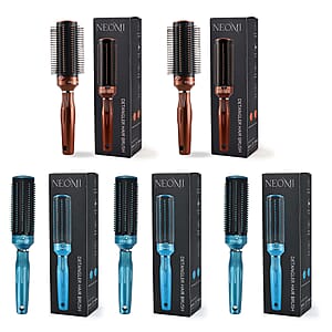 Set of 5 Brown and Blue Neomi Portable Easy Clean Rotating Comb