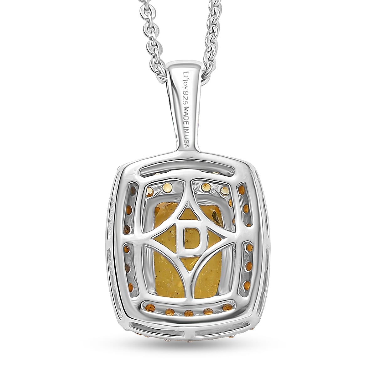 D'Joy Premium Golden Apatite and Yellow Sapphire 2.00 ctw Golden Glowfield Pendant Necklace in 18K Vermeil YG and Rhodium Over Sterling Silver 20 Inches image number 4