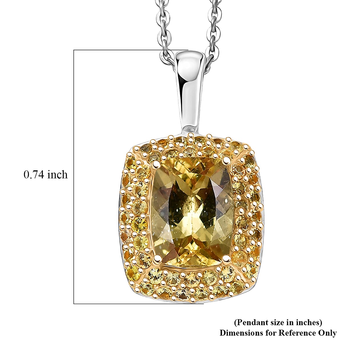 D'Joy Premium Golden Apatite and Yellow Sapphire 2.00 ctw Golden Glowfield Pendant Necklace in 18K Vermeil YG and Rhodium Over Sterling Silver 20 Inches image number 5