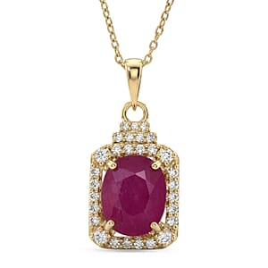 Luxoro AAA Mozambique Ruby, Diamond Pendant Necklace in 10K Yellow Gold 3.30 ctw (18 Inches)