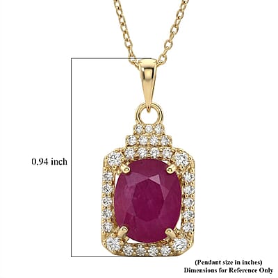 Luxoro AAA Montepuez Ruby, Diamond Pendant Necklace in 10K Yellow Gold 3.30 ctw (18 Inches)