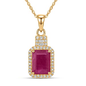 Luxoro AAA Mozambique Ruby, Diamond Pendant Necklace in 10K Yellow Gold 2.50 ctw (18 Inches)