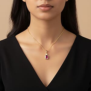 Luxoro AAA Montepuez Ruby, Diamond Pendant Necklace in 10K Yellow Gold 2.50 ctw (18 Inches)
