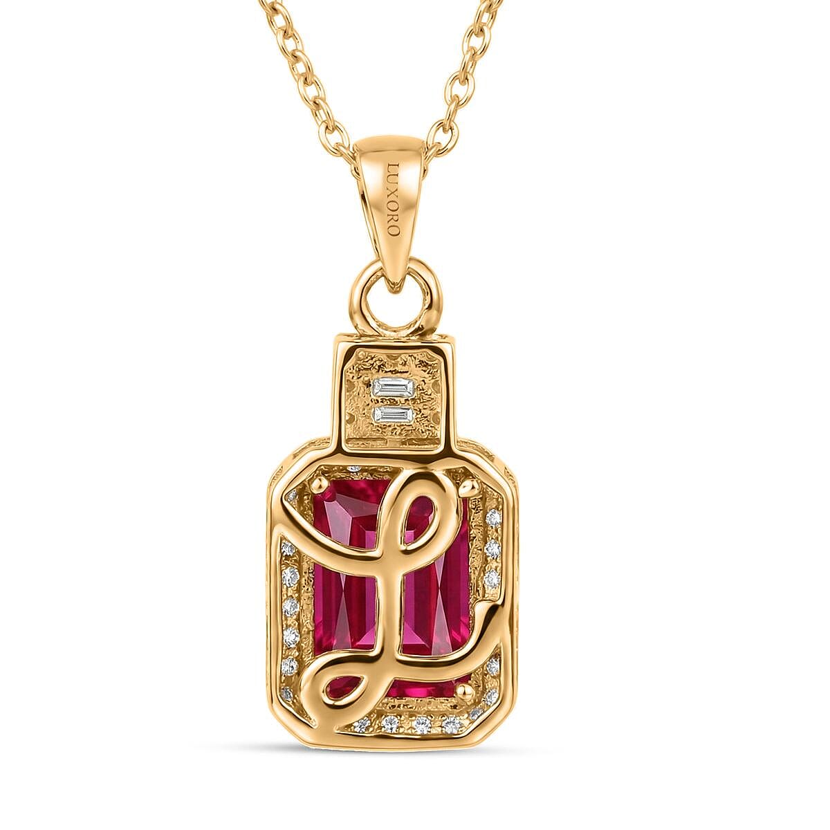 Luxoro AAA Mozambique Ruby, Diamond Pendant Necklace in 10K Yellow Gold 2.50 ctw (18 Inches) image number 4