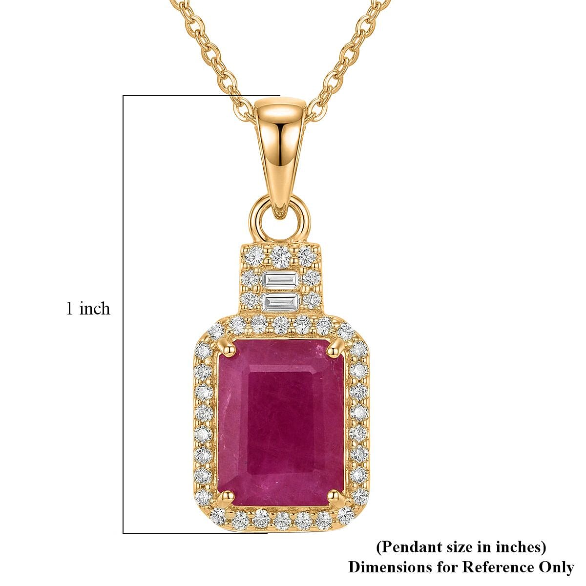 Luxoro AAA Mozambique Ruby, Diamond Pendant Necklace in 10K Yellow Gold 2.50 ctw (18 Inches) image number 6