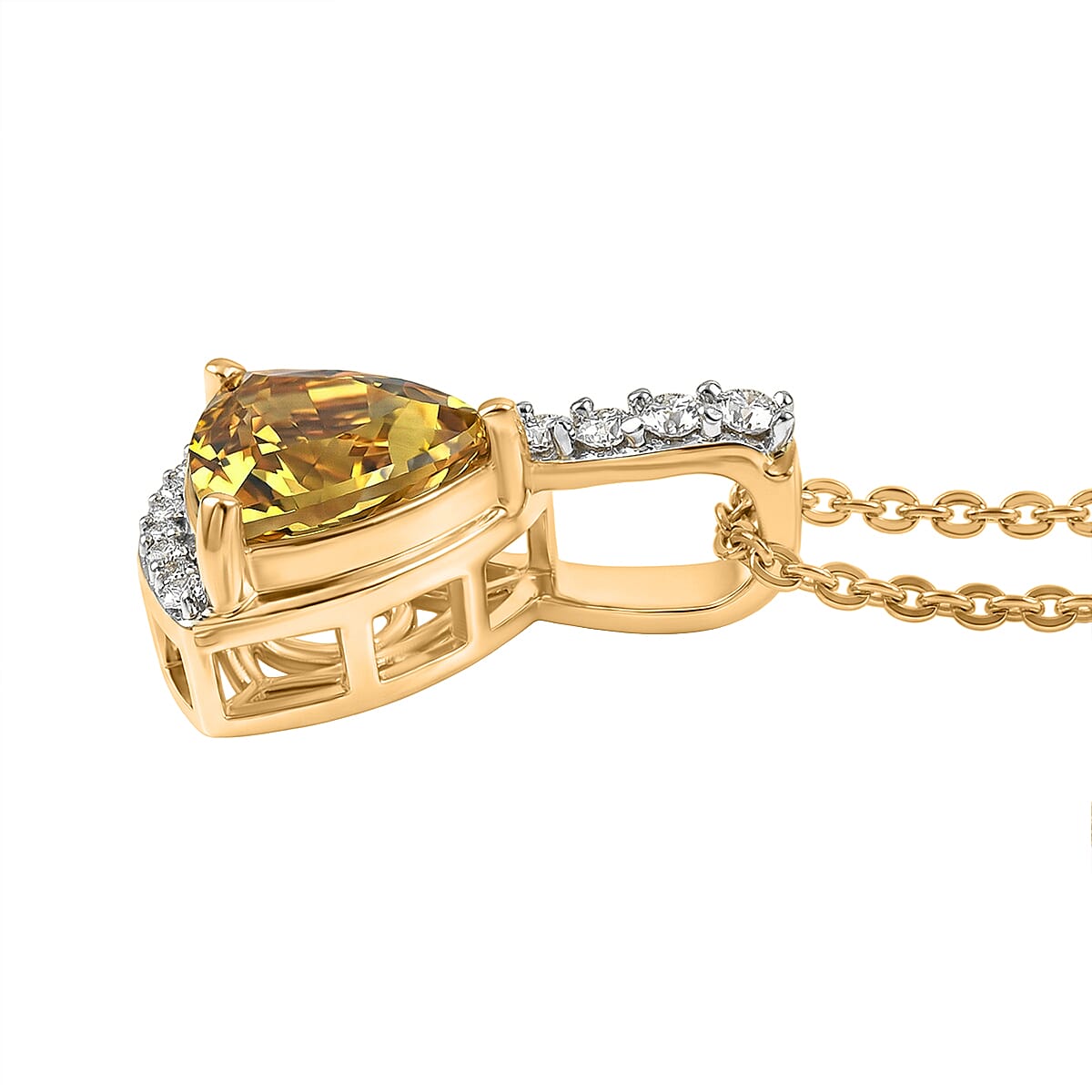 D'Joy Premium Golden Apatite and Moissanite 1.30 ctw Lightwave Pendant Necklace in 18K Yellow Gold Over Sterling Silver 20 Inches image number 3