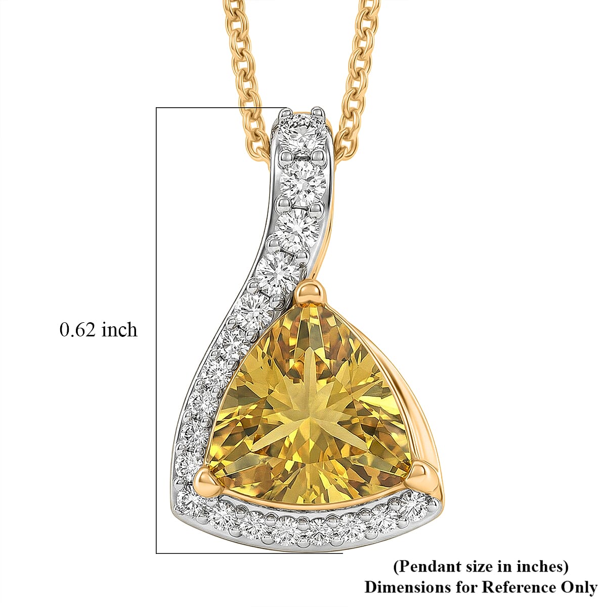 D'Joy Premium Golden Apatite and Moissanite 1.30 ctw Lightwave Pendant Necklace in 18K Yellow Gold Over Sterling Silver 20 Inches