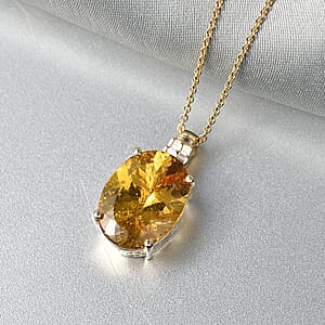 Luxuro Premium Golden Apatite and Diamond G-H I2 10.15 ctw Sunlit Pendant Necklace in 10K Yellow Gold 20 Inches
