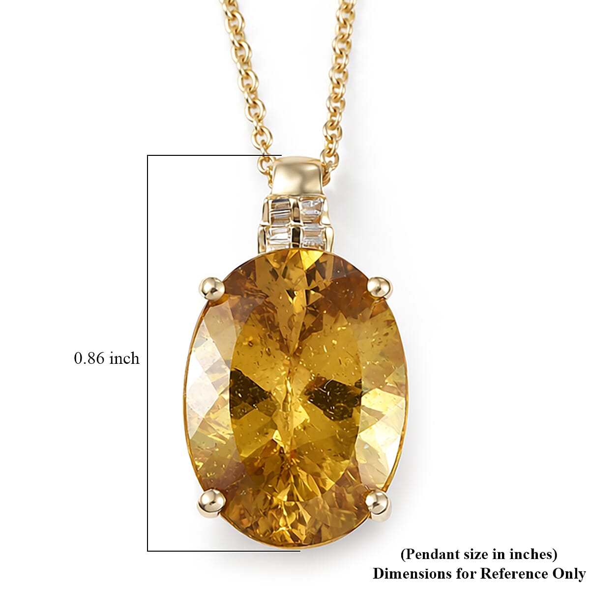 Luxuro Premium Golden Apatite and Diamond G-H I2 10.15 ctw Sunlit Pendant Necklace in 10K Yellow Gold 20 Inches