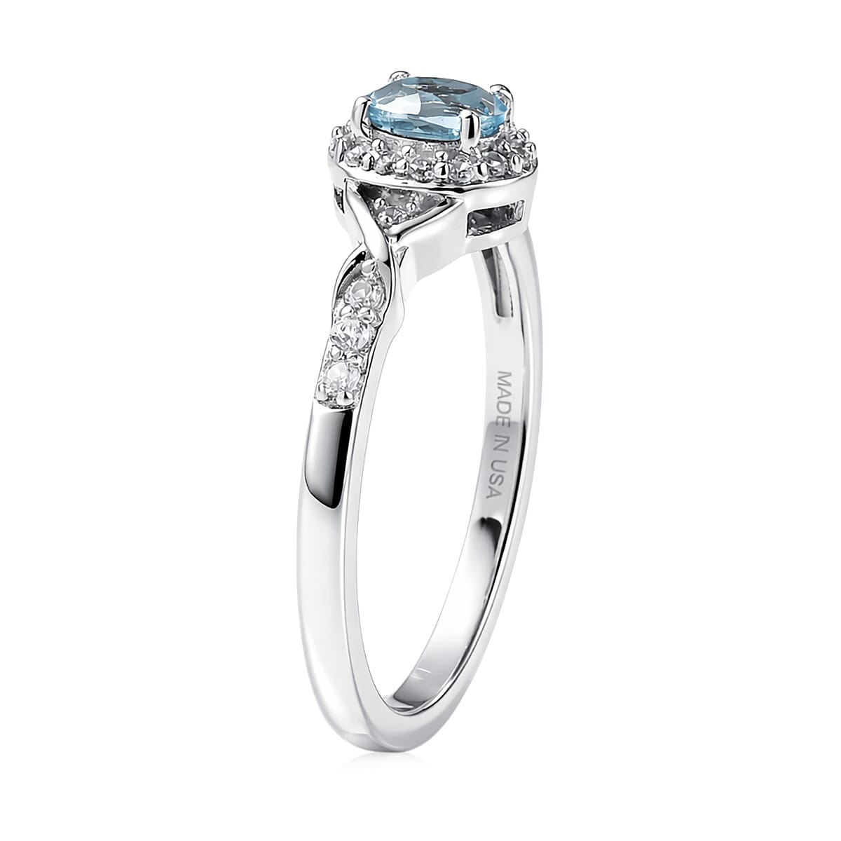 D'Joy Premium Mangoro Aquamarine and White Zircon 1.00 ctw Ring (Size 9.0) and Pendant Necklace (20 Inches) in Rhodium Over Sterling Silver(Del. In 10-12 Days) image number 4