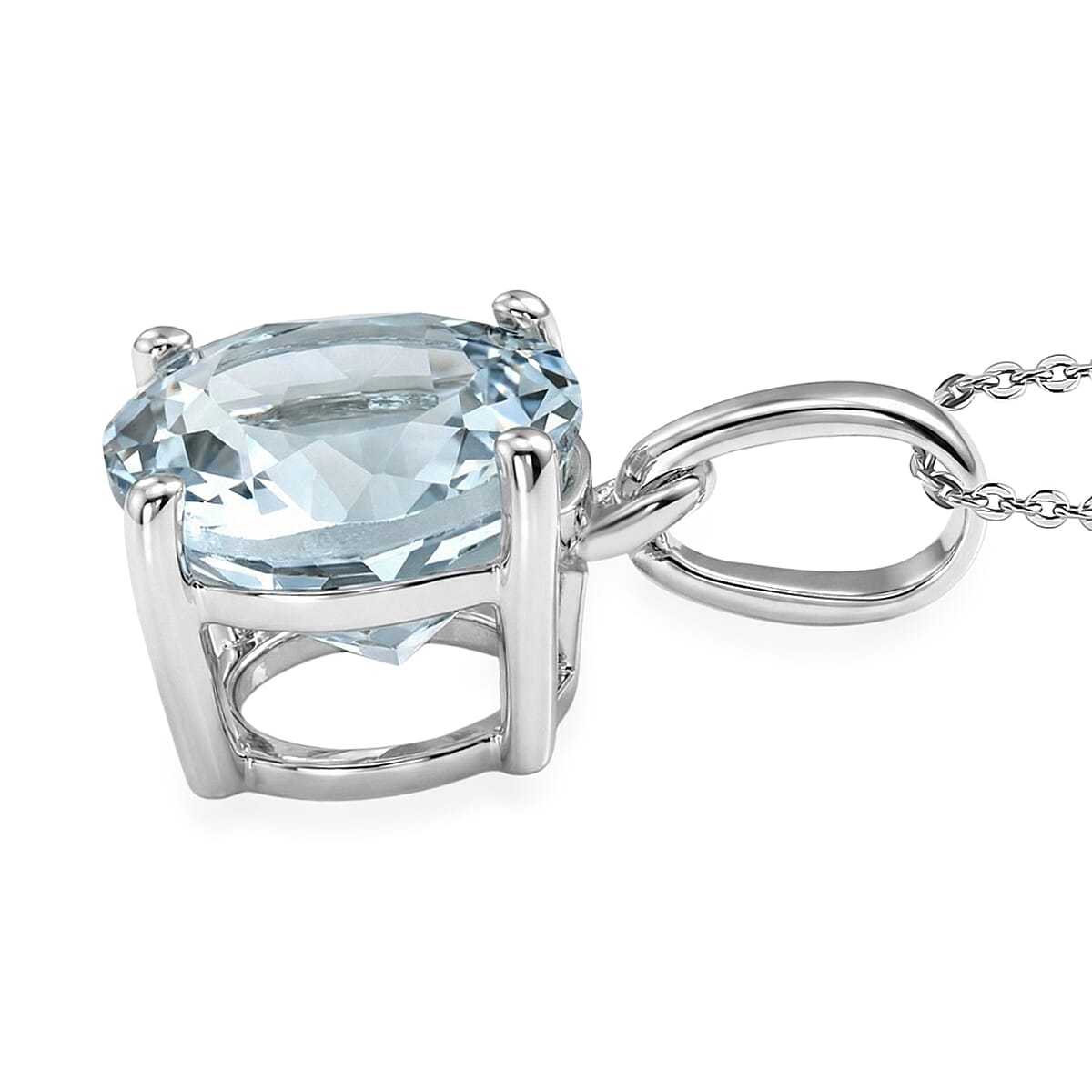 D'Joy Premium Mangoro Aquamarine Ring (Size 5.0) and Pendant Necklace (20 Inches) in Rhodium Over Sterling Silver 1.60 ctw(Del. In 10-12 Days) image number 7