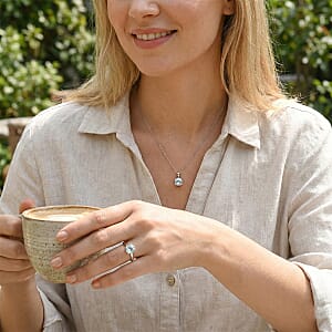 D'Joy Premium Mangoro Aquamarine Ring (Size 8.0) and Pendant Necklace (20 Inches) in Rhodium Over Sterling Silver 1.60 ctw(Del. In 10-12 Days)