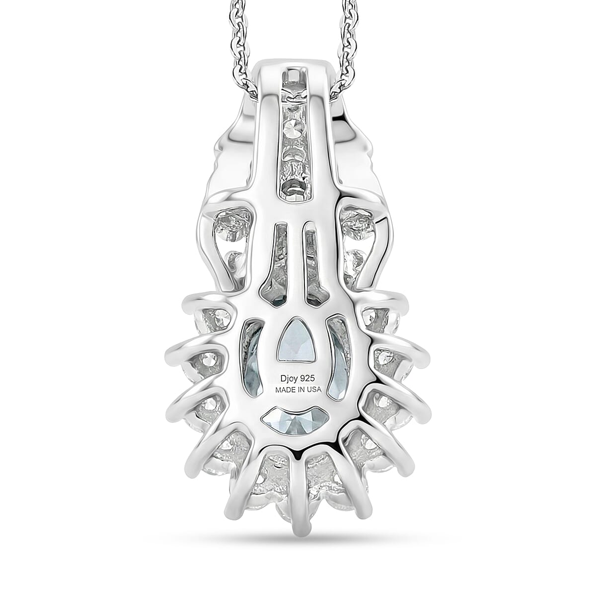 D'Joy Premium Mangoro Aquamarine and White Zircon 2.35 ctw Ring (Size 6.0) and Pendant Necklace (20 Inches) in Rhodium Over Sterling Silver(Del. In 10-12 Days) image number 8