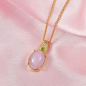 D'Joy Kunzite and Multi Gemstone 6.70 ctw Pendant in 18K YG Plated with ION Plated YG Stainless Steel Necklace (20 Inches)