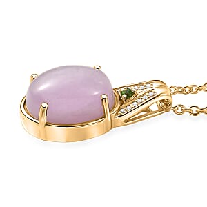 D'Joy Kunzite and Multi Gemstone 6.70 ctw Pendant in 18K YG Plated with ION Plated YG Stainless Steel Necklace (20 Inches)