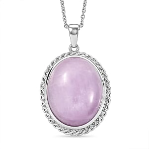 D'Joy Kunzite 40.50 ctw Pendant in Platinum Bond with Stainless Steel Necklace (20 Inches)