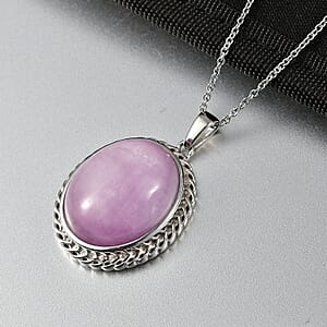 D'Joy Kunzite 40.50 ctw Pendant in Platinum Bond with Stainless Steel Necklace (20 Inches)