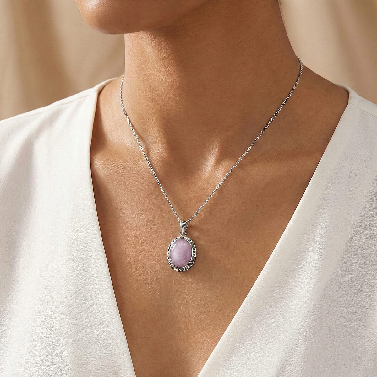 D'Joy Kunzite 40.50 ctw Pendant in Platinum Bond with Stainless Steel Necklace (20 Inches) image number 2