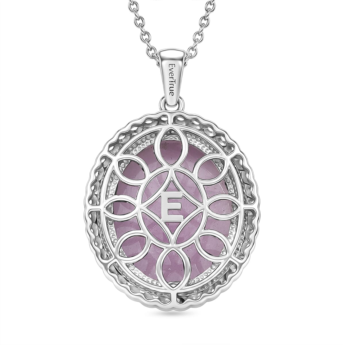 D'Joy Kunzite 40.50 ctw Soltaire Pendant in Platinum Bond with Stainless Steel Necklace (20 Inches)