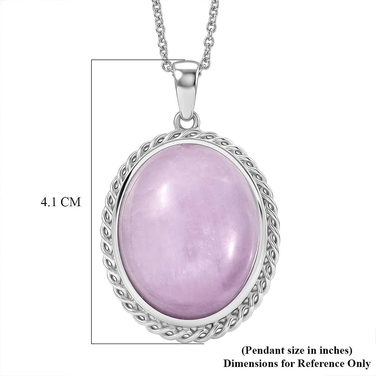 D'Joy Kunzite 40.50 ctw Soltaire Pendant in Platinum Bond with Stainless Steel Necklace (20 Inches)