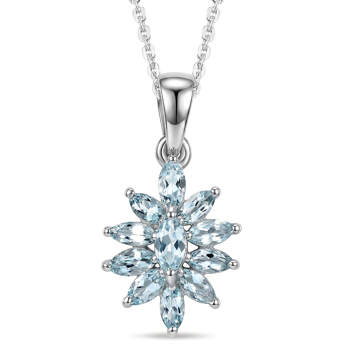D'Joy Premium Mangoro Aquamarine and White Zircon 3.00 ctw Ring (Size 6.0) and Pendant Necklace (20 Inches) in Rhodium Over Sterling Silver(Del. In 10-12 Days) image number 6