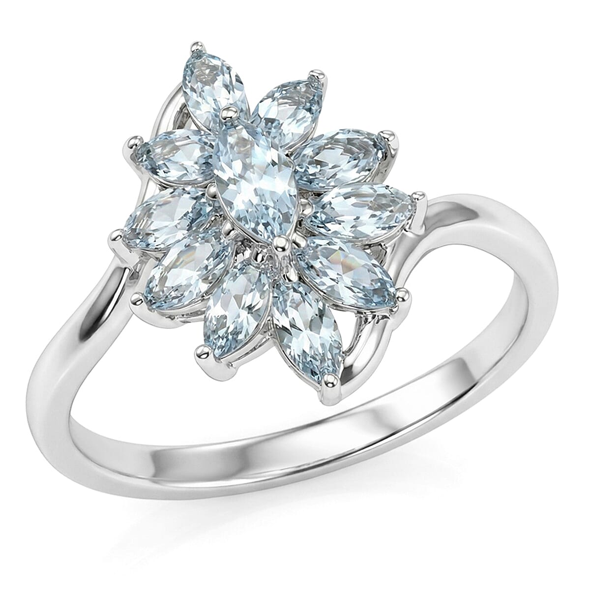 D'Joy Premium Mangoro Aquamarine and White Zircon 3.00 ctw Ring (Size 9.0) and Pendant Necklace (20 Inches) in Rhodium Over Sterling Silver(Del. In 10-12 Days) image number 3