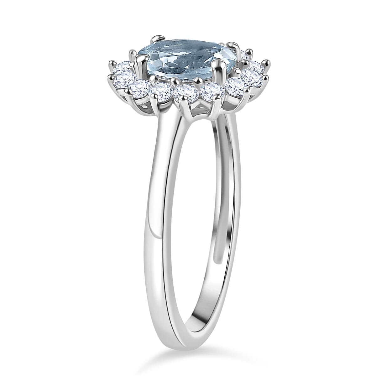 D'Joy Mangoro Aquamarine and White Zircon 2.20 ctw Ring (Size 9.0) and Pendant Necklace (20 Inches) in Rhodium Over Sterling Silver(Del. In 10-12 Days) image number 4