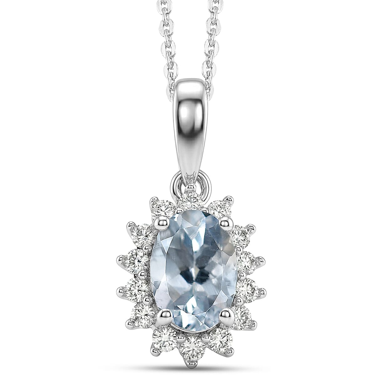 D'Joy Mangoro Aquamarine and White Zircon 2.20 ctw Ring (Size 9.0) and Pendant Necklace (20 Inches) in Rhodium Over Sterling Silver(Del. In 10-12 Days) image number 6