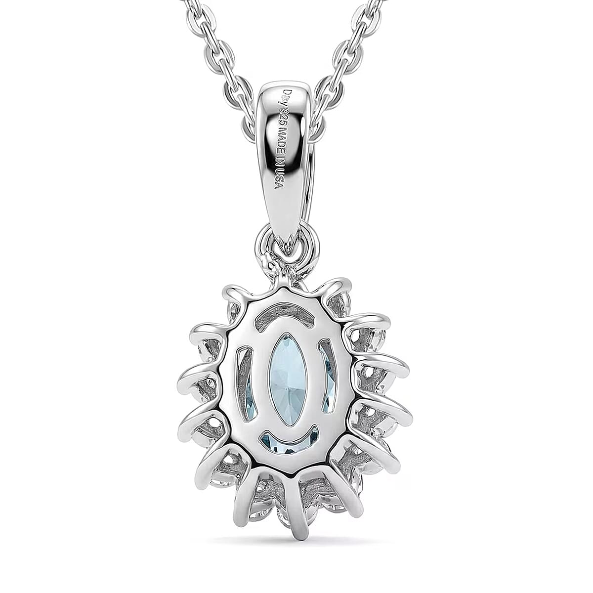D'Joy Mangoro Aquamarine and White Zircon 2.20 ctw Ring (Size 9.0) and Pendant Necklace (20 Inches) in Rhodium Over Sterling Silver(Del. In 10-12 Days) image number 9