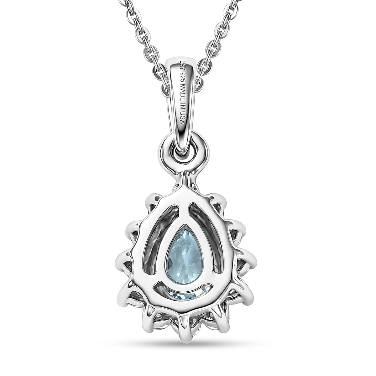 D'Joy Premium Mangoro Aquamarine and White Zircon 1.25 ctw Ring (Size 5.0) and Pendant Necklace (20 Inches) in Rhodium Over Sterling Silver(Del. In 10-12 Days) image number 8