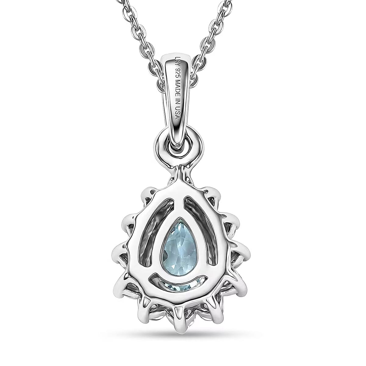 D'Joy Premium Mangoro Aquamarine, White Zircon Ring (Size 5.0) and Pendant Necklace (20 Inches) in Rhodium Over Sterling Silver 1.25 ctw image number 9
