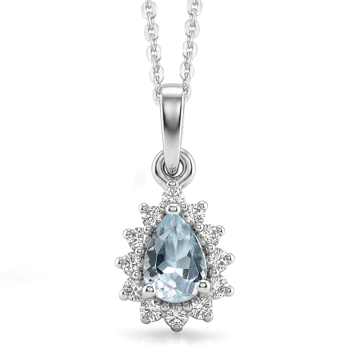 D'Joy Premium Mangoro Aquamarine and White Zircon 1.25 ctw Ring (Size 6.0) and Pendant Necklace (20 Inches) in Rhodium Over Sterling Silver(Del. In 10-12 Days) image number 6