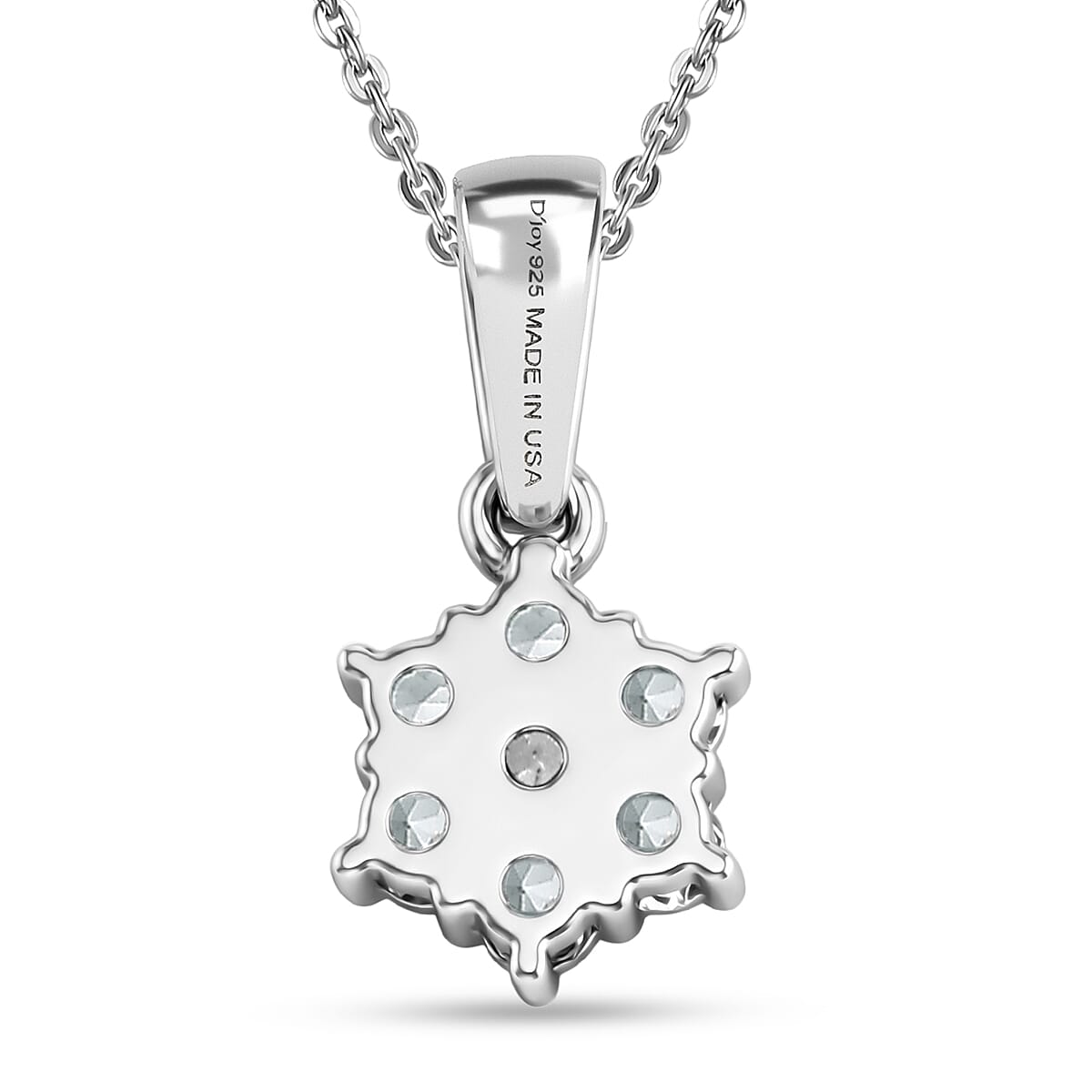 D'Joy Premium Mangoro Aquamarine and White Zircon 1.00 ctw Ring (Size 8.0) and Pendant Necklace (20 Inches) in Rhodium Over Sterling Silver(Del. In 10-12 Days) image number 8